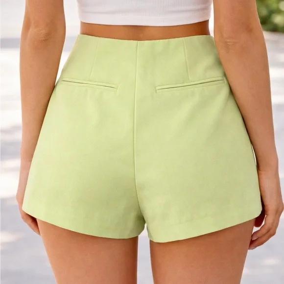 Zara Neon Lime Wrap-Front Skort size:XS - Picture 2 of 9